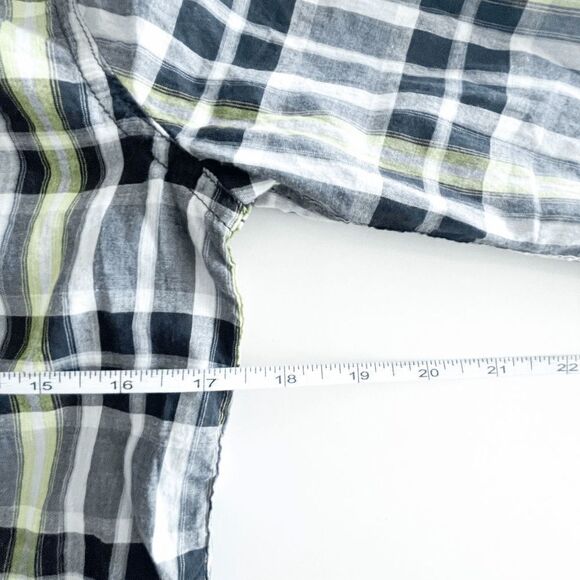 Vans Womens Button Down Shirt Ruffled Sparkle Plaid Yellow Black Medium NWT - Picture 9 of 9